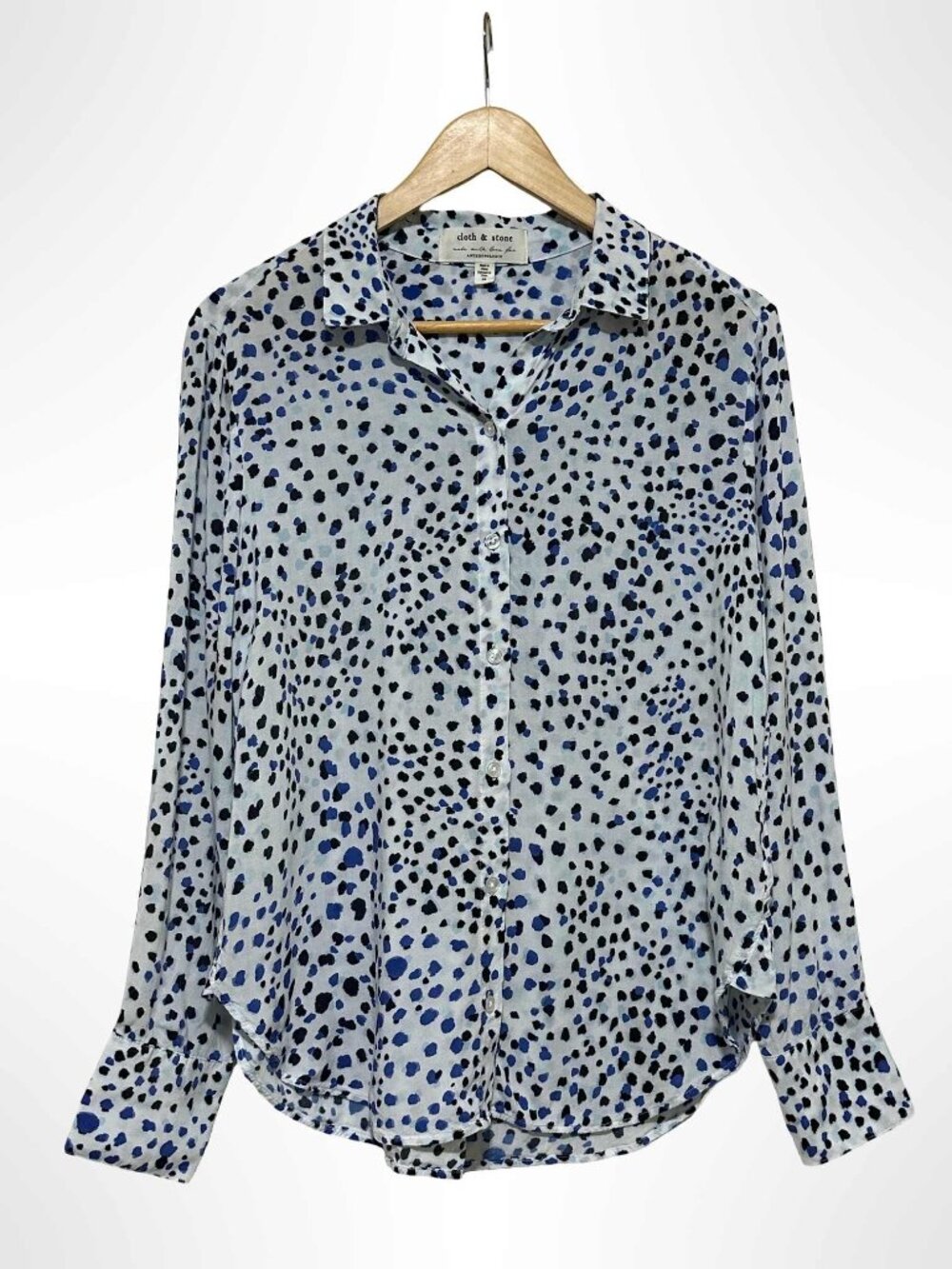 CLOTH & STONE Long Sleeve Buttondown Shirt Abstract Spotted Print Size M